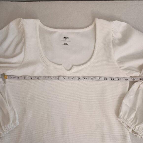 Anthropologie Maeve White Puff Sleeve Top L - Large - Picture 11 of 15